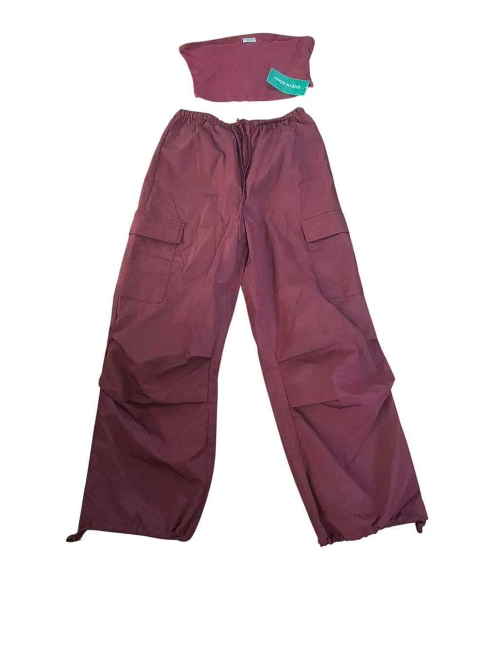 Shein Burgundy Cargo Pants and Top Set